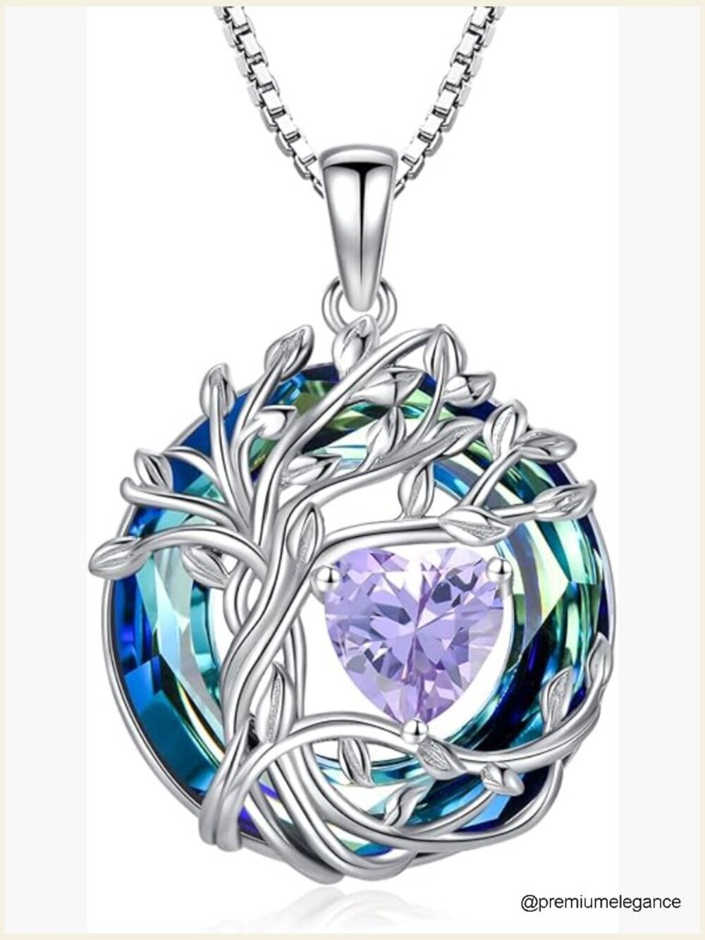Tree of Life Birthstone Pendant Necklace Sterling Silver 18in